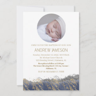 Christian Round Photo med enkel Elegant Baptism Inbjudningar