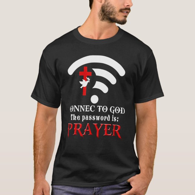 Christian säger Connect to God att lösenordet är P T Shirt (Framsida)