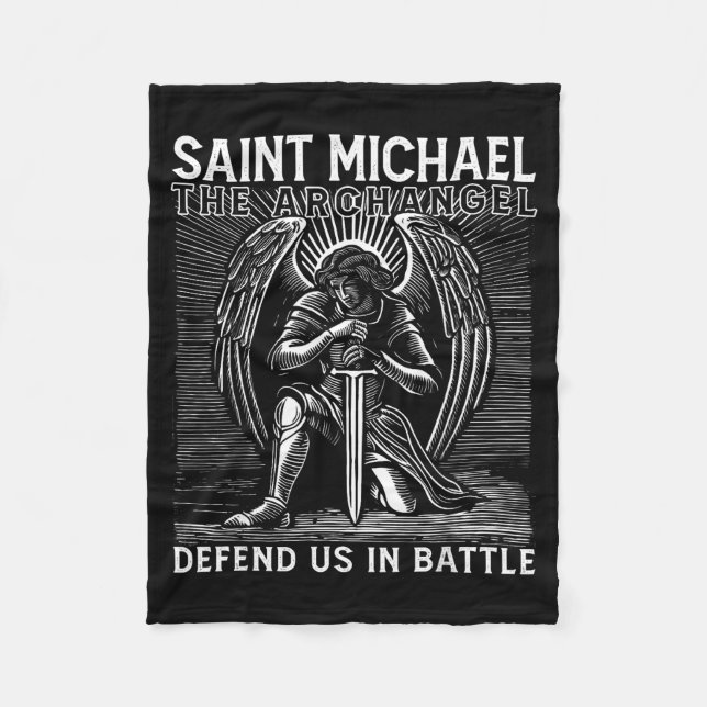Christian Saint Michael Catholic Saint Defend Us I Fleecefilt (Framsidan)