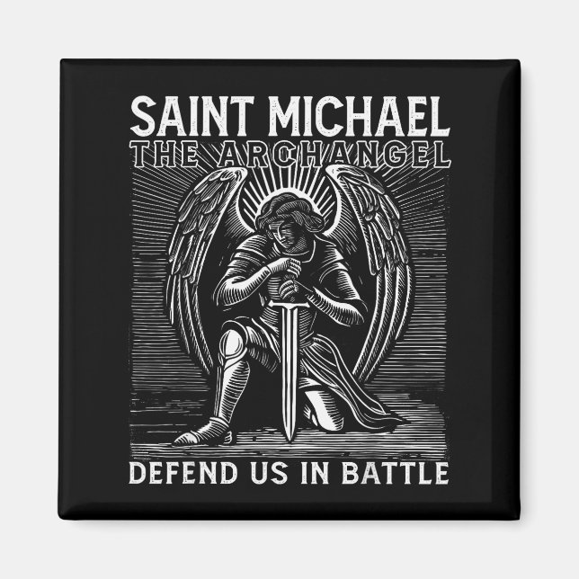 Christian Saint Michael Catholic Saint Defend Us I Magnet (Framsidan)