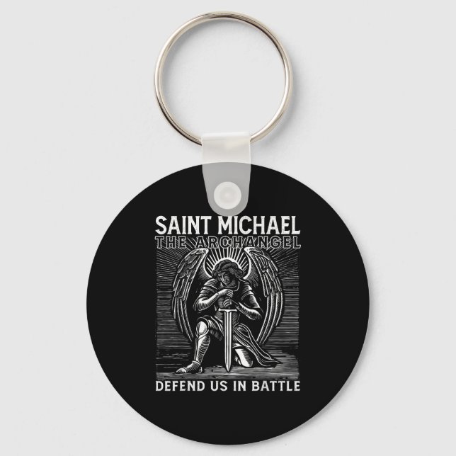 Christian Saint Michael Catholic Saint Defend Us I Nyckelring (Framsida)