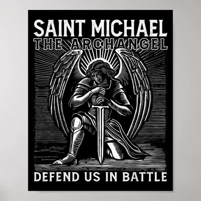 Christian Saint Michael Catholic Saint Defend Us I Poster (Framsidan)