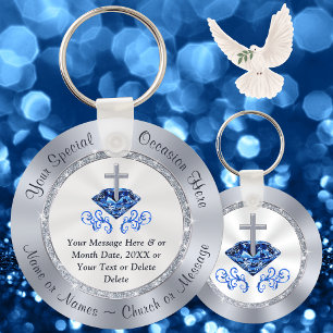 Christian Sapphire 65e Church Anniury Favors Nyckelring