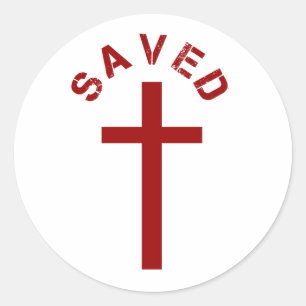 Christian Saved Red Kor och Text Design Runt Klistermärke