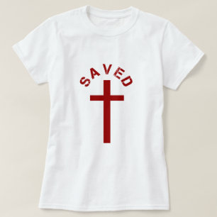Christian Saved Red Kor och Text Design Tee Shirt