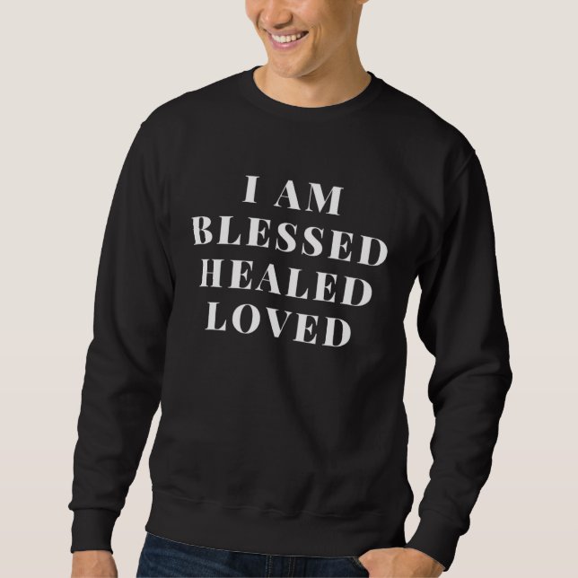 Christian Sayings Clothing Blessed Heilt Loved Chr Lång Ärmad Tröja (Framsida)