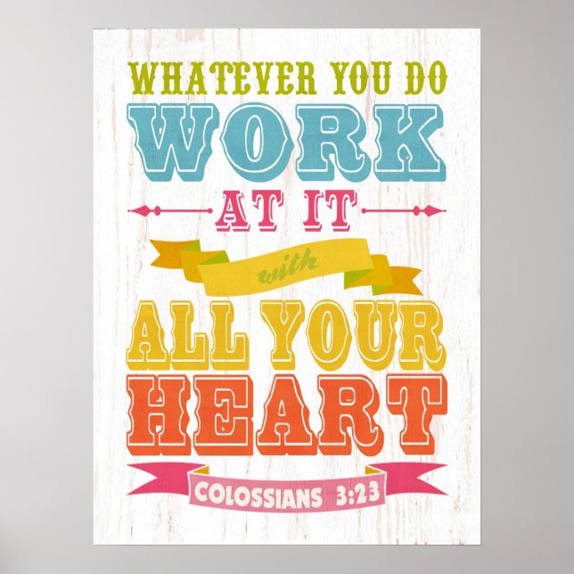 Christian Scriptural Bible Verse - Colossians 3:23 Poster (Framsidan)