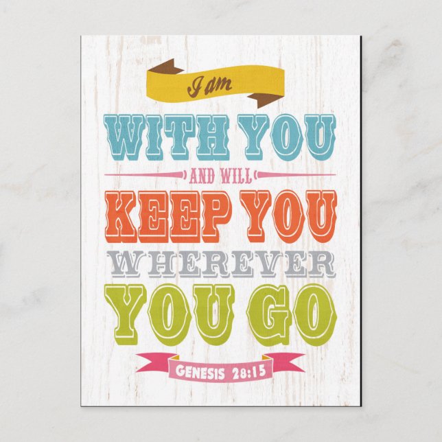 Christian Scriptural Bible Verse - Genesis 28:15 Vykort (Framsida)