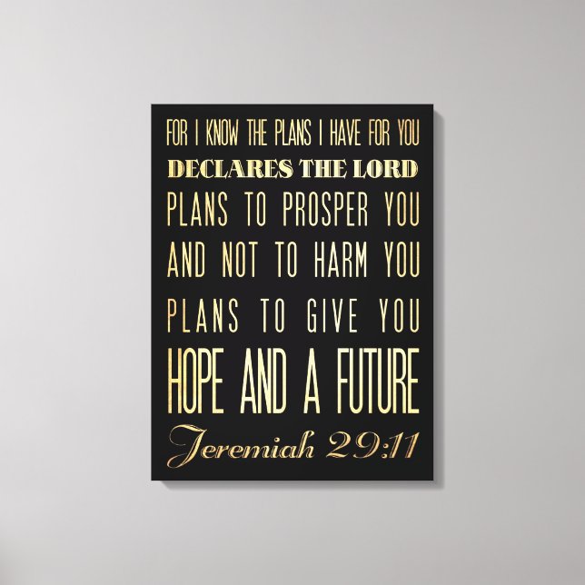 Christian Scriptural Bible Verse - Jeremiah 29:11 Canvastryck (Framsida)