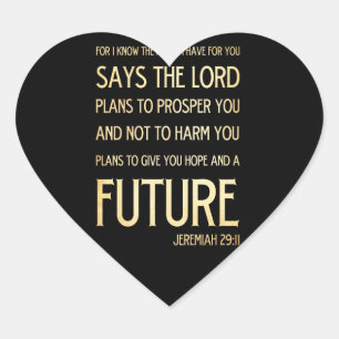 Christian Scriptural Bible Verse - Jeremiah 29:11 Hjärtformat Klistermärke