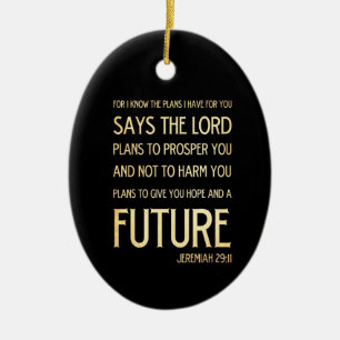 Christian Scriptural Bible Verse - Jeremiah 29:11 Julgransprydnad Keramik