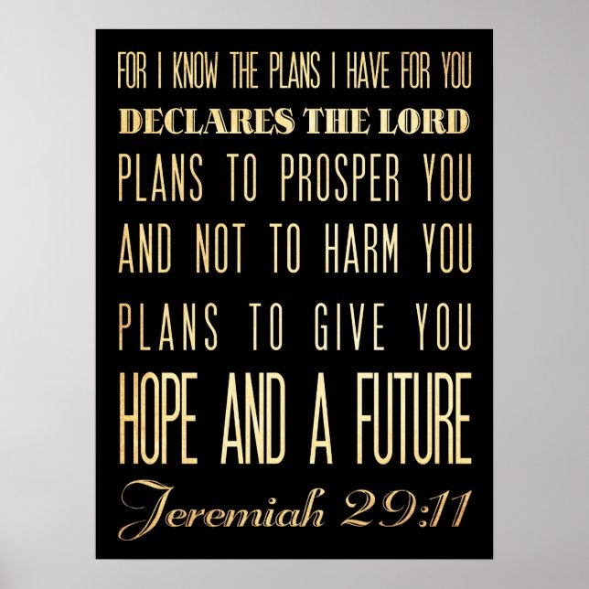 Christian Scriptural Bible Verse - Jeremiah 29:11 Poster (Framsidan)