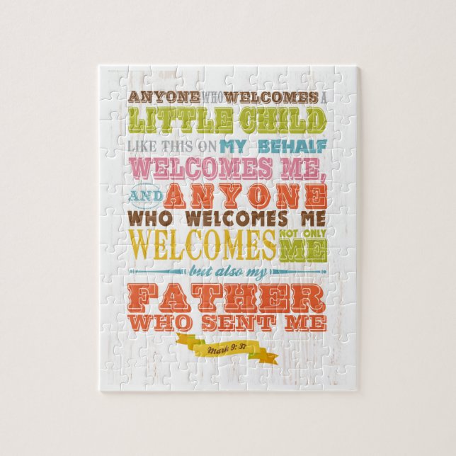 Christian Scriptural Bible Verse - Mark 9:37 Pussel (Vertikal)