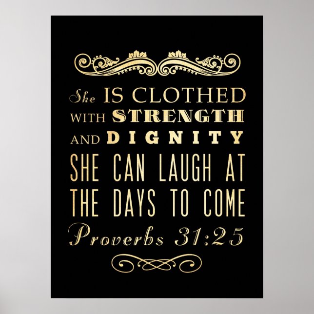 Christian Scriptural Bible Verse - Proverbs 31:25 Poster (Framsidan)