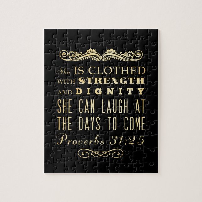 Christian Scriptural Bible Verse - Proverbs 31:25 Pussel (Vertikal)