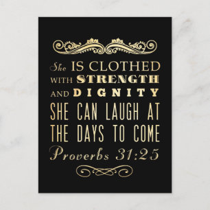 Christian Scriptural Bible Verse - Proverbs 31:25 Vykort