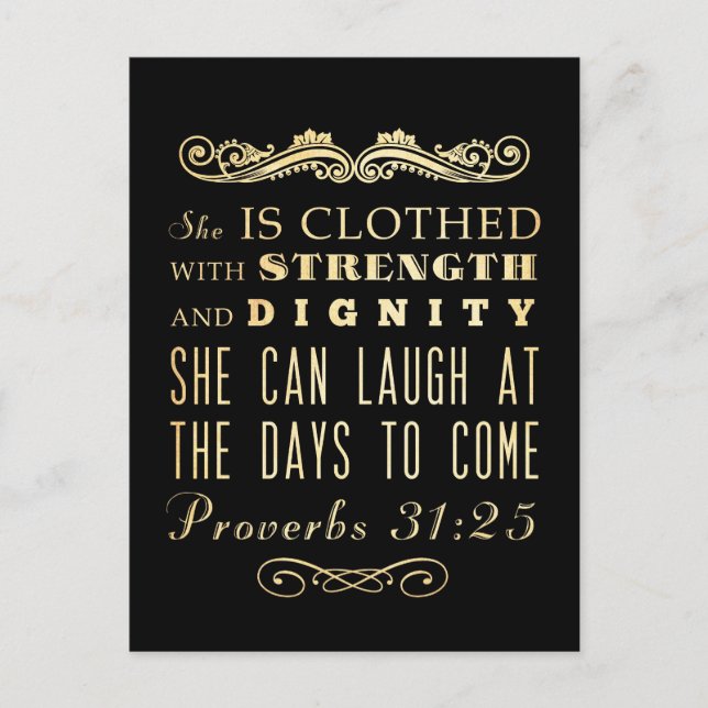 Christian Scriptural Bible Verse - Proverbs 31:25 Vykort (Framsida)