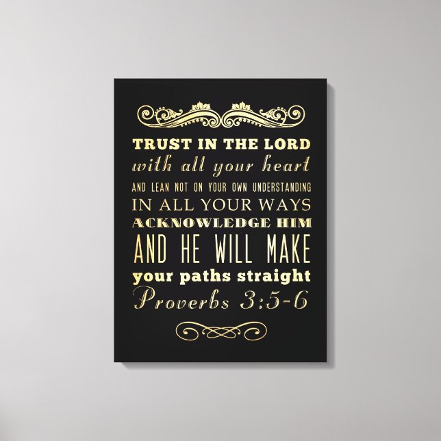 Christian Scriptural Bible Verse - Proverbs 3:5-6 Canvastryck (Framsida)