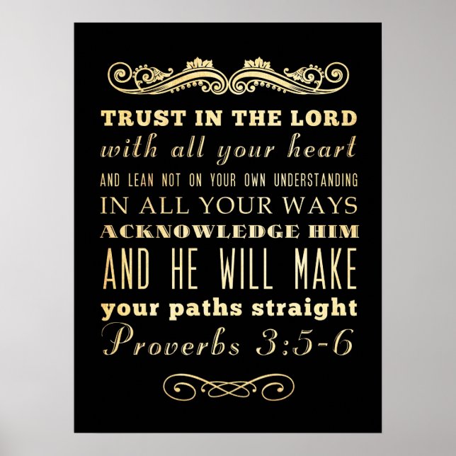Christian Scriptural Bible Verse - Proverbs 3:5-6 Poster (Framsidan)