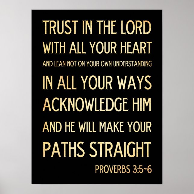 Christian Scriptural Bible Verse - Proverbs 3:5-6 Poster (Framsidan)