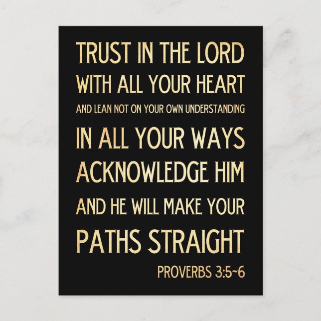 Christian Scriptural Bible Verse - Proverbs 3:5-6 Vykort (Framsida)