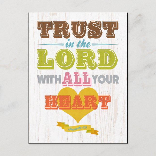 Christian Scriptural Bible Verse - Proverbs 3:5 Vykort (Framsida)