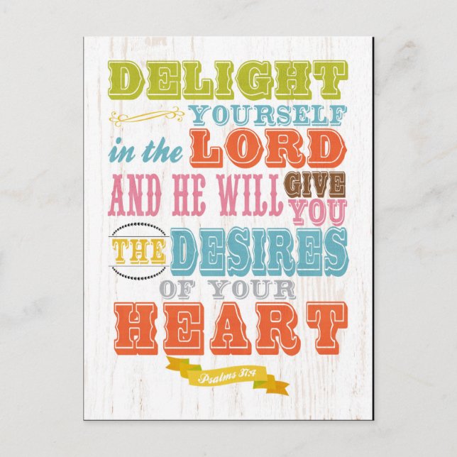 Christian Scriptural Bible Verse - Psalm 37:4 Vykort (Framsida)