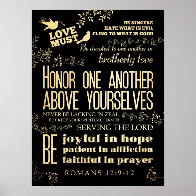 Christian Scriptural Bible Verse - Romans 12:9-12 Poster (Framsidan)