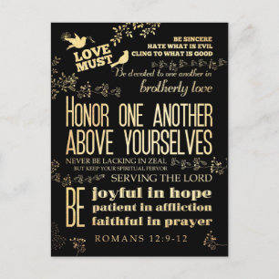 Christian Scriptural Bible Verse - Romans 12:9-12 Vykort
