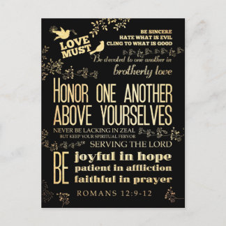 Christian Scriptural Bible Verse - Romans 12:9-12 Vykort