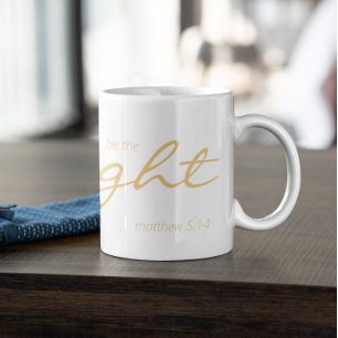 Christian Scripture BE Be the Light Gult Minimalis Kaffemugg