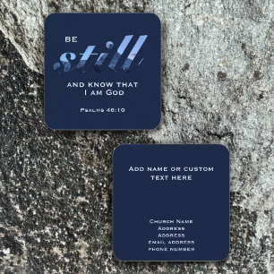 Christian Scripture Be still Blue Mountain Anpassn Fyrkantigt Visitkort