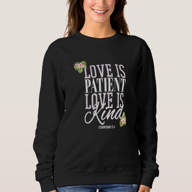 Christian Scripture Bible Verse Kärlek är Patient  T Shirt (Framsida)