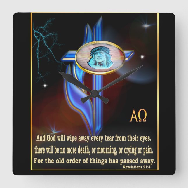 Christian Scripture Fyrkantig Klocka (Framsida)