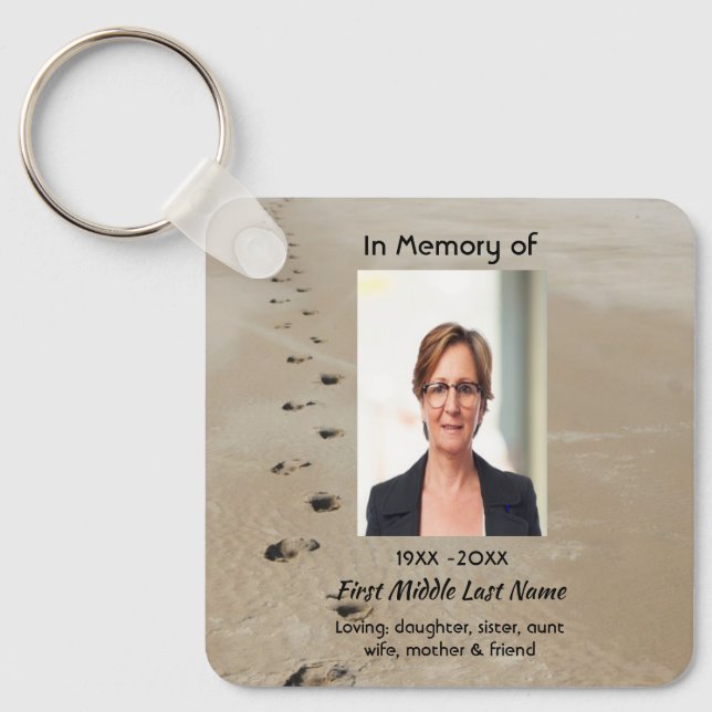 Christian Scripture Keepsake Footprints in Sand Nyckelring (Framsida)