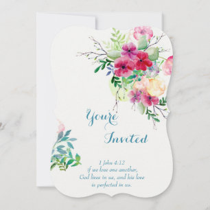 Christian Scripture Romantic Blommigt Bröllop Inbjudningar