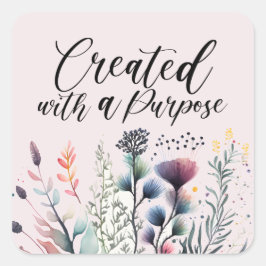 Christian Scripture Sayed Blommigt Fyrkantigt Klistermärke