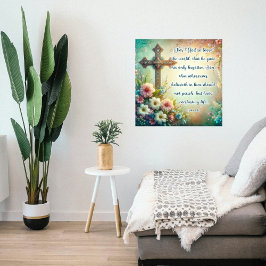 Christian Scripture Vintage Kor Blommigt Påsk Poster