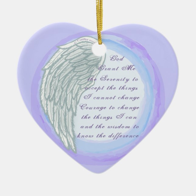 Christian Serenity Prayer Vinge Julgransprydnad Keramik (Framsidan)