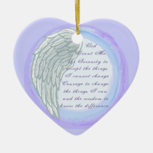 Christian Serenity Prayer Vinge Julgransprydnad Keramik