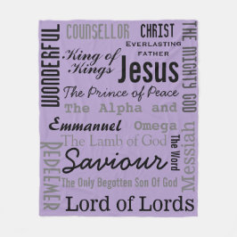 Christian Seventeen Namn of Jesus Lila Fleecefilt