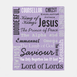 Christian Seventeen Namn of Jesus Lila Fleecefilt