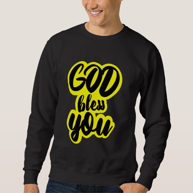 Christian Shirt Välsigna dig You Tshirt Lång Ärmad Tröja (Framsida)