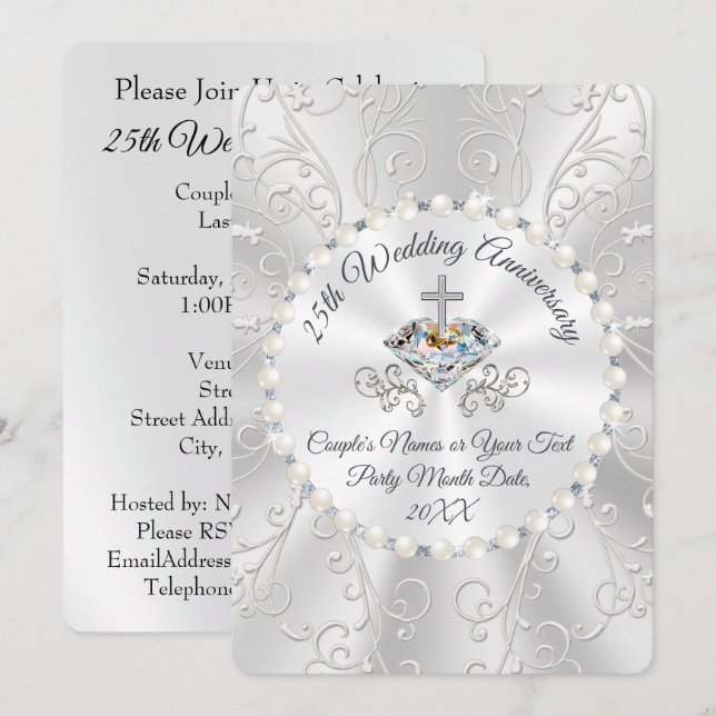 CHRISTIAN Silver 25-årsjubileum Inbjudningskort (Fram/baksida)