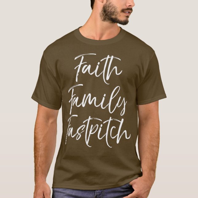 Christian Softball Gift for Women Faith Family T Shirt (Framsida)