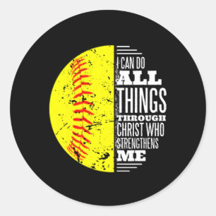 Christian Softball jag kan göra allt Sak genom Chr Runt Klistermärke