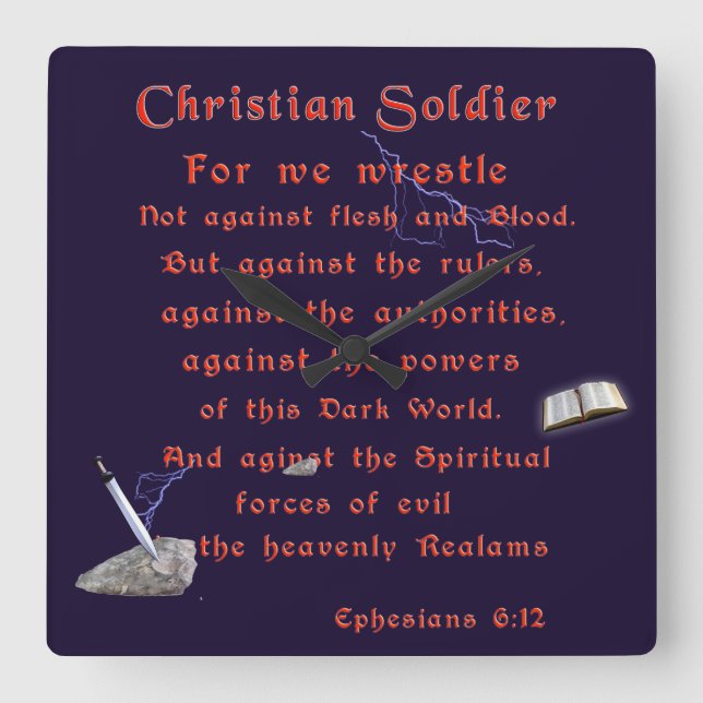 Christian Soldiers Fyrkantig Klocka (Framsida)