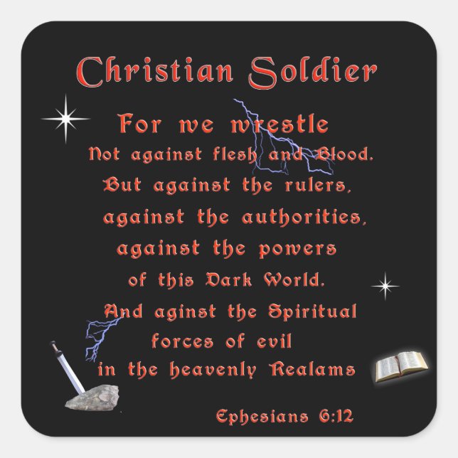 Christian Soldiers Fyrkantigt Klistermärke (Framsida)