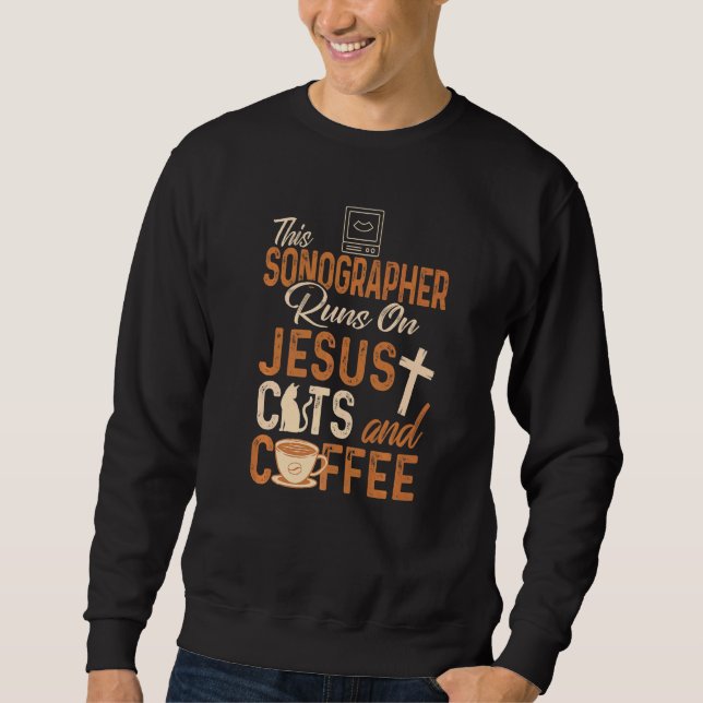 Christian Sonographer  Jesus Coffee  Sonography Lång Ärmad Tröja (Framsida)