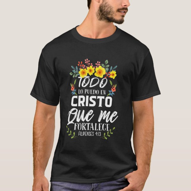 Christian Spain Women Religiösa Bible Verse say T Shirt (Framsida)